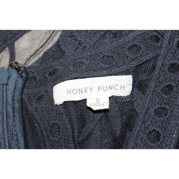 Honey Punch Navy Blue Sheer Mesh Lace Romper Fairy Grunge Ethereal Boho Size S - Picture 8 of 12